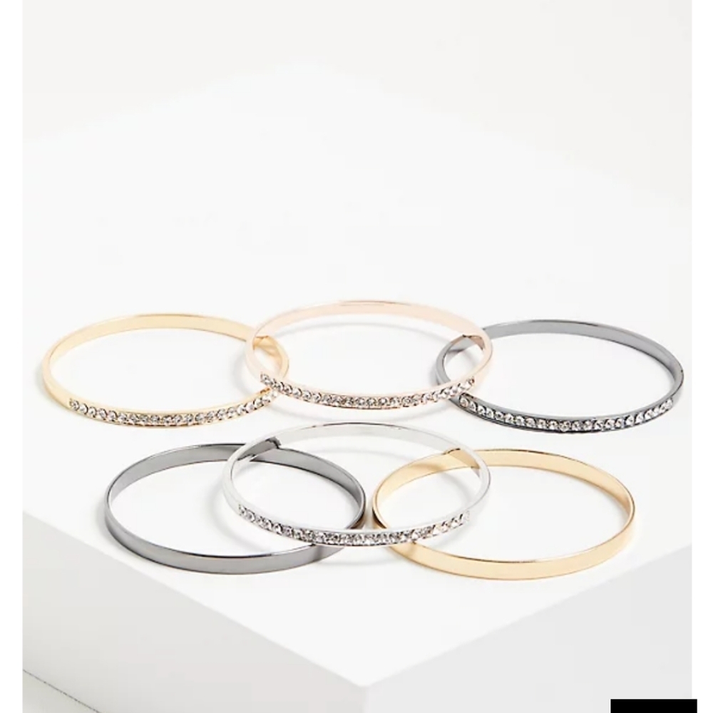 🆕✨RHINESTONE MIXED METAL BANGLE SET - 6 BANGLES✨